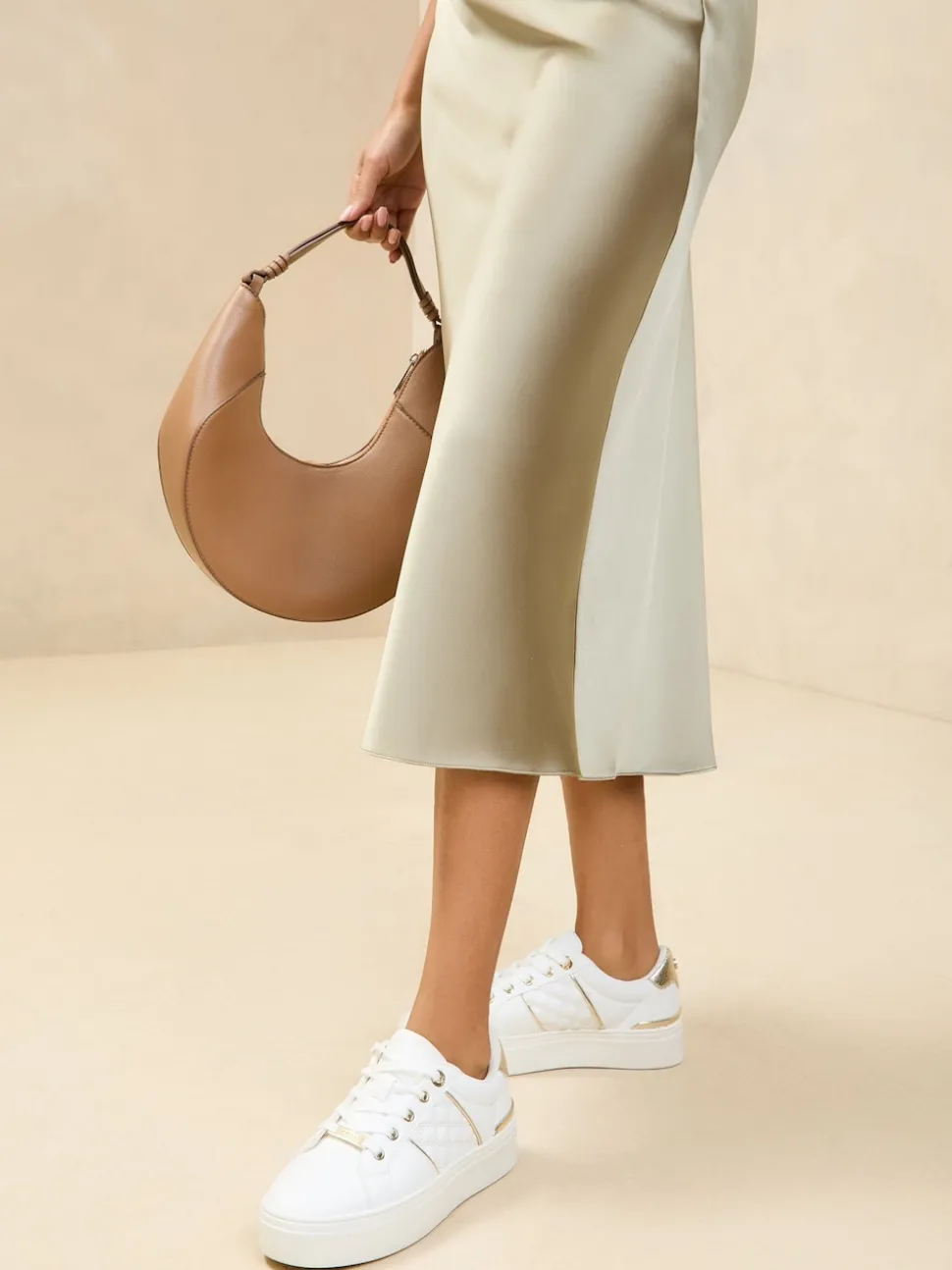 Lipsy White Standard Fit Flat Chunky Flatform Stripe Lace Up Trainers