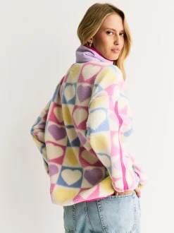 Little Bird by Jools Oliver Multi Heart Colourblock Borg Fleece
