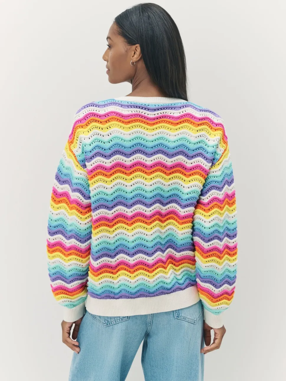 Little Bird by Jools Oliver Multi Pastel Wavy Stripe Knitted Cardigan