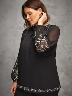 Live Unlimited Black Blouse with Gold Embellishment