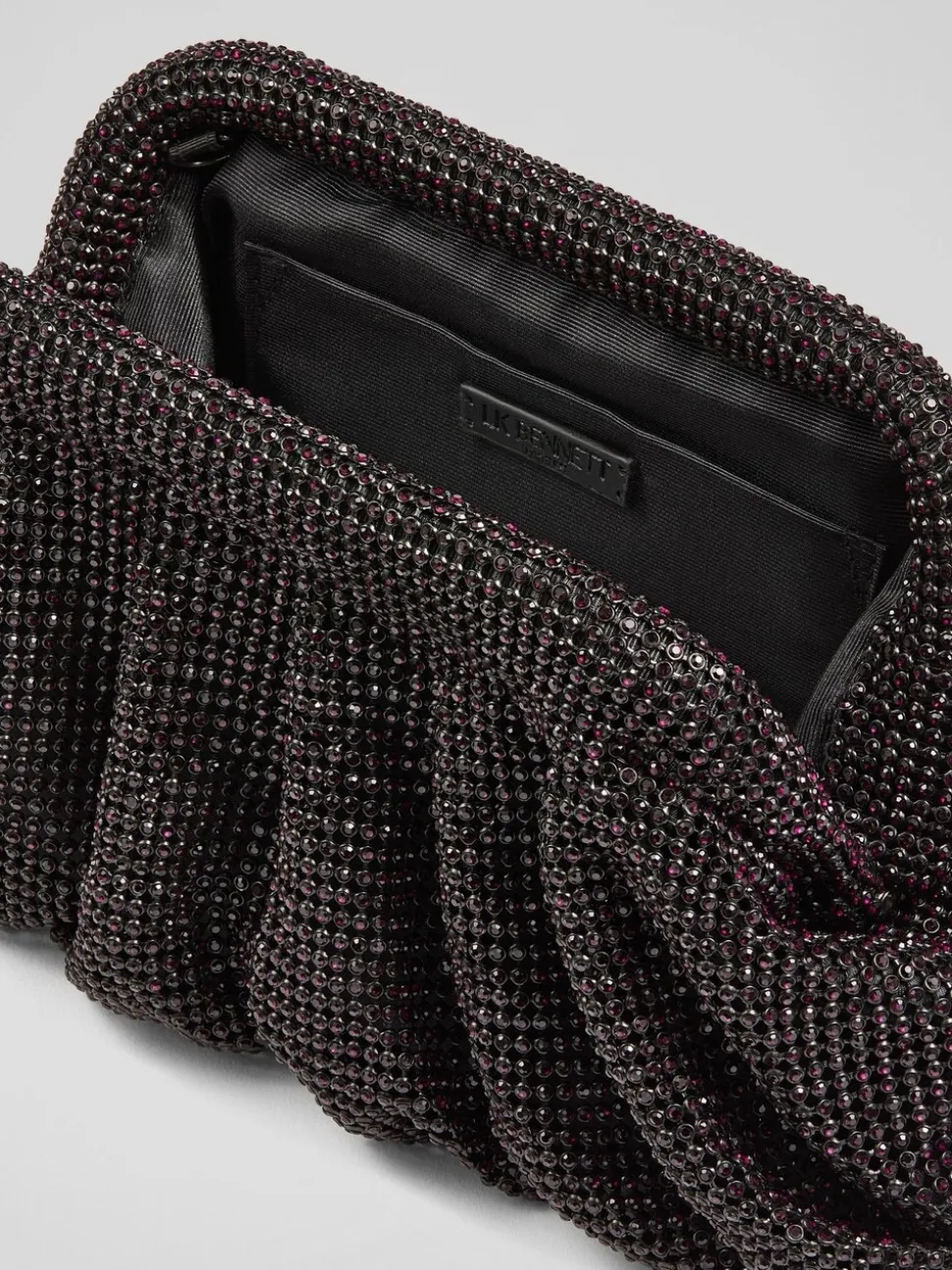 LK Bennett Black Crystal Clasp Frame Clutch