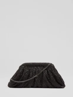 LK Bennett Black Crystal Clasp Frame Clutch