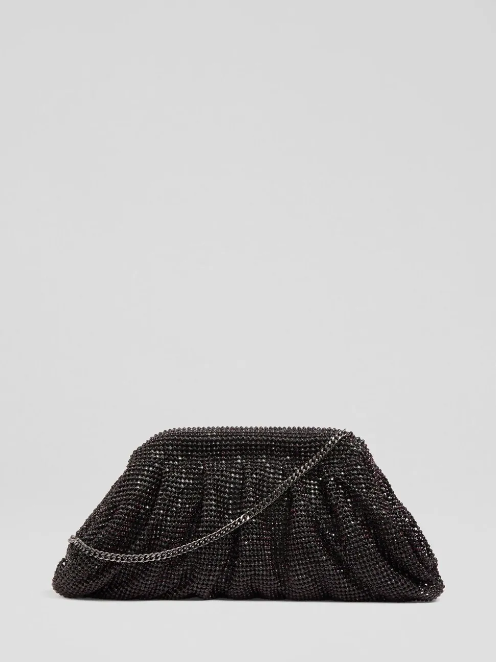 LK Bennett Black Crystal Clasp Frame Clutch