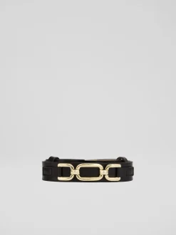 LK Bennett Black Frankie Leather Oloid Snaffle Belt
