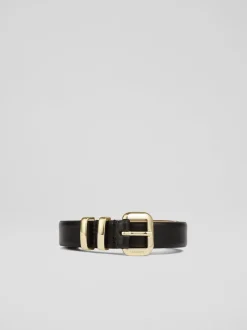 LK Bennett Black Jodie Leather Oloid Buckle Belt