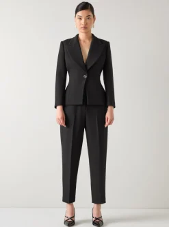 LK Bennett Black Pique Rosa Sculptured Jacket