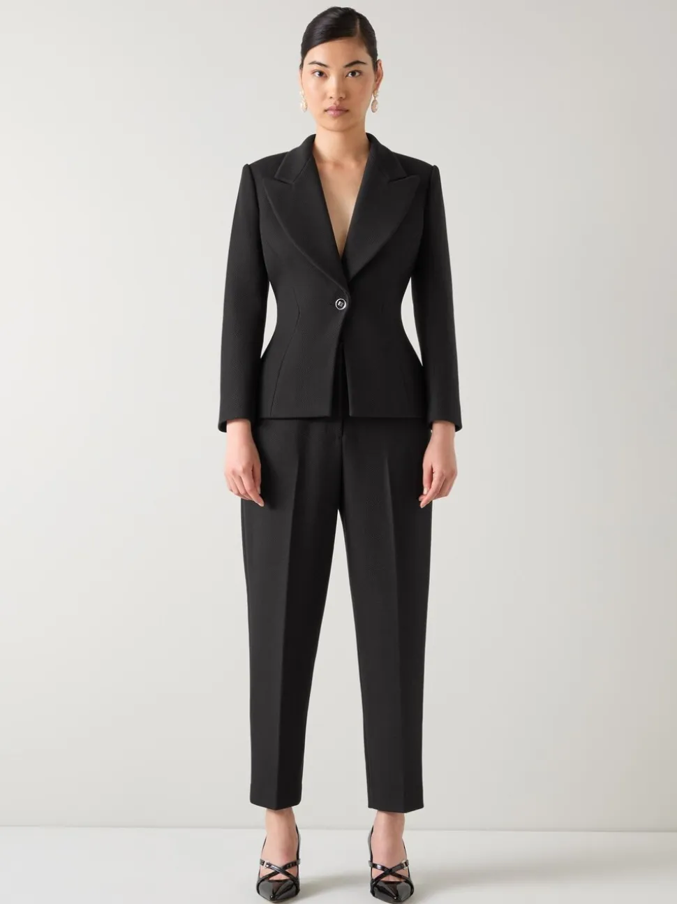 LK Bennett Black Pique Rosa Sculptured Jacket