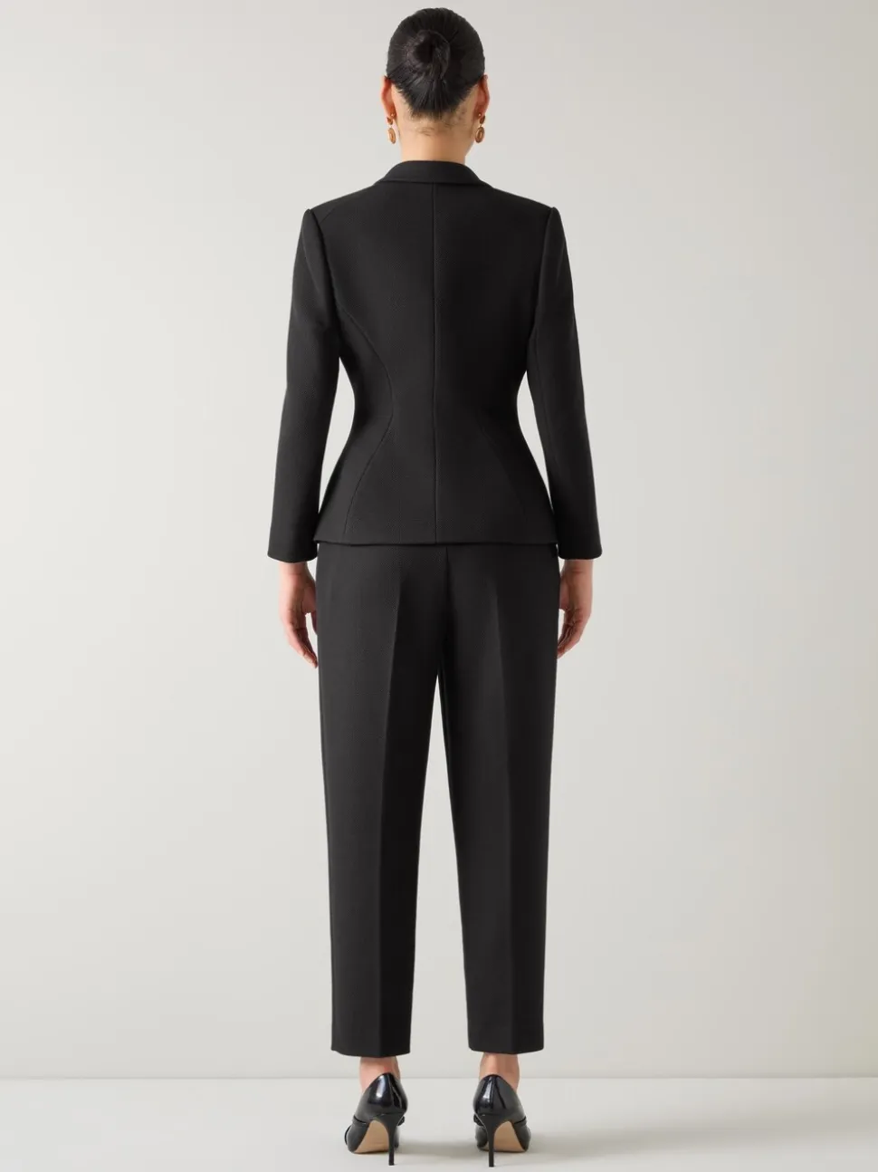 LK Bennett Black Pique Rosa Sculptured Jacket
