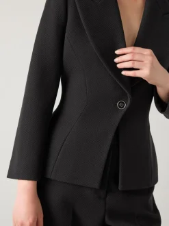 LK Bennett Black Pique Rosa Sculptured Jacket