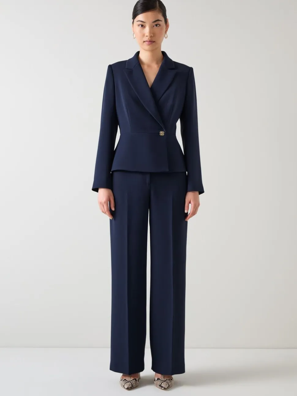 LK Bennett Blue Audrey Spring Peplum Waisted Jacket