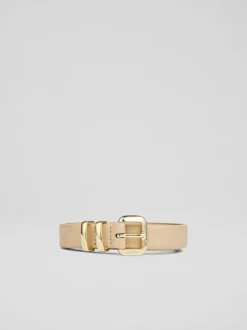 LK Bennett Natural Jodie Leather Oloid Buckle Belt