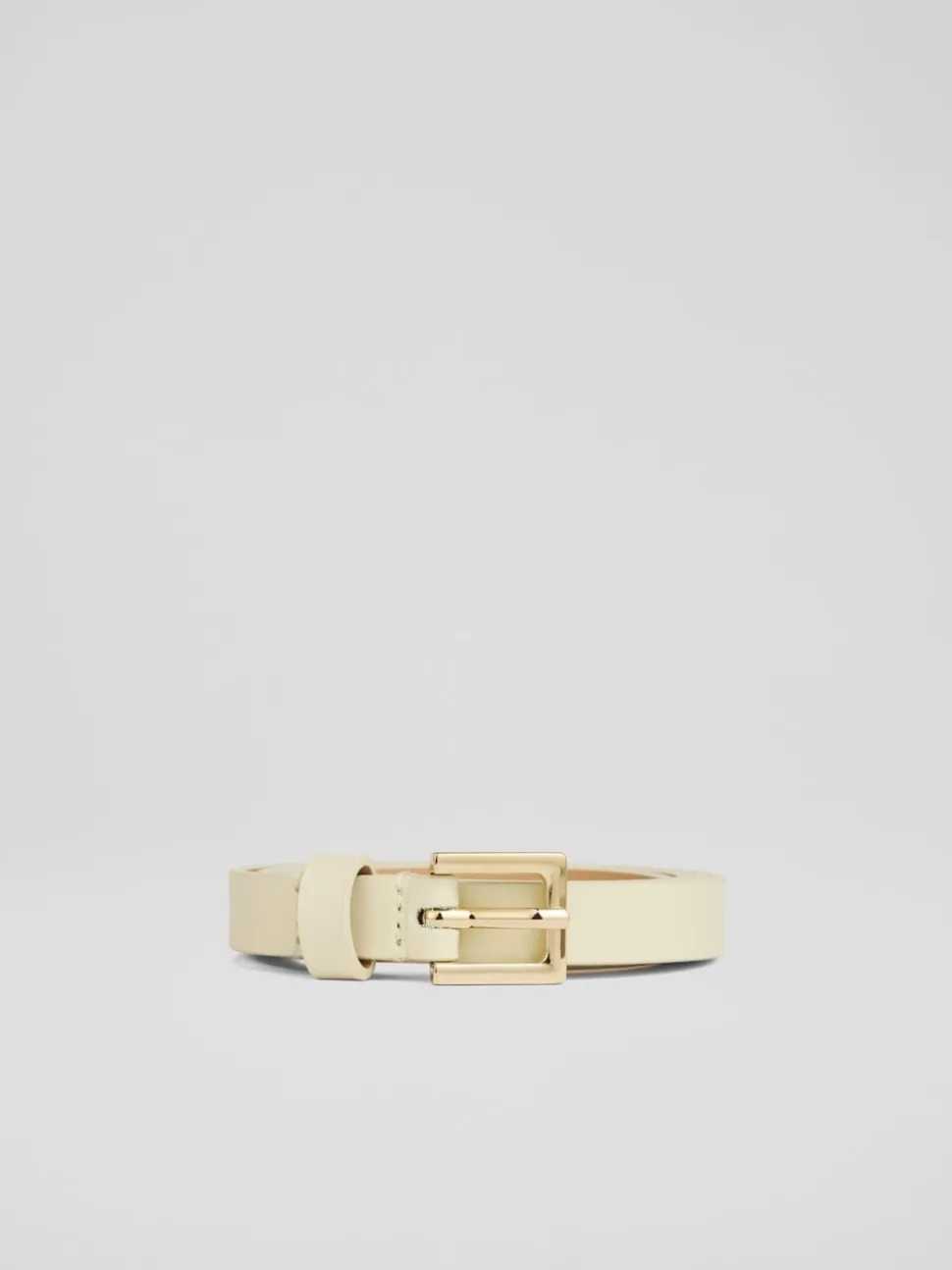 LK Bennett White Clover Leather Square Buckle Belt