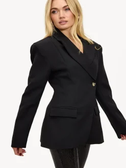 LOAVIES Cosmic Echoes Statement Button Black Blazer