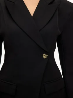 LOAVIES Cosmic Echoes Statement Button Black Blazer