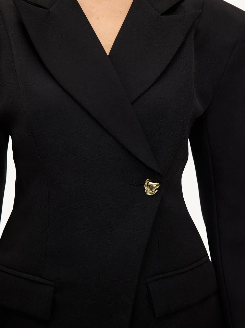 LOAVIES Cosmic Echoes Statement Button Black Blazer