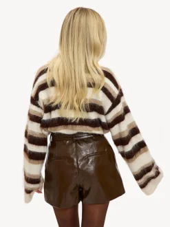 LOAVIES Falling Into Us Leather Look Brown Shorts