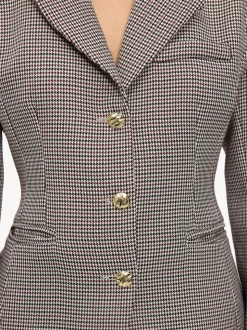 LOAVIES Grey Hug In A Stitch Houndstooth Tailored Blazer
