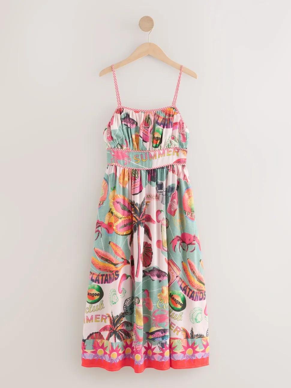 Lobster Conversational Print Embellished Midi Dress