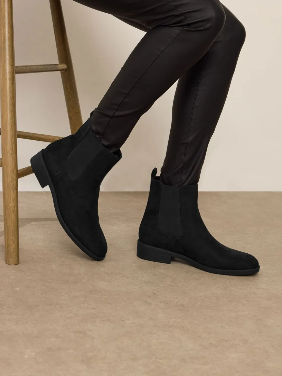 Long Tall Sally Black Ankle Chelsea Micro Boots