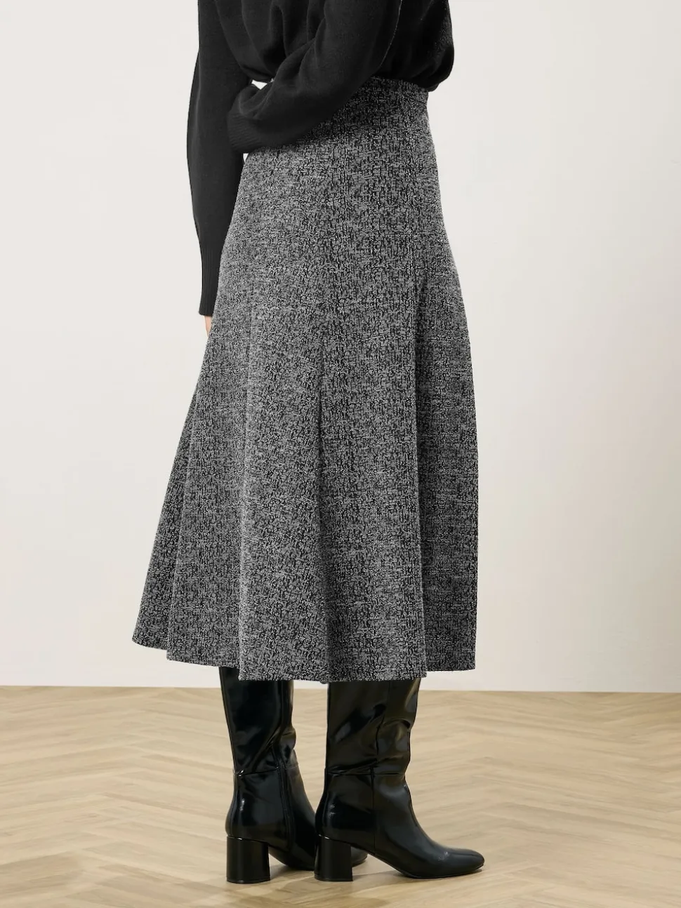 Long Tall Sally Black Boucle A Line Midaxi Skirt