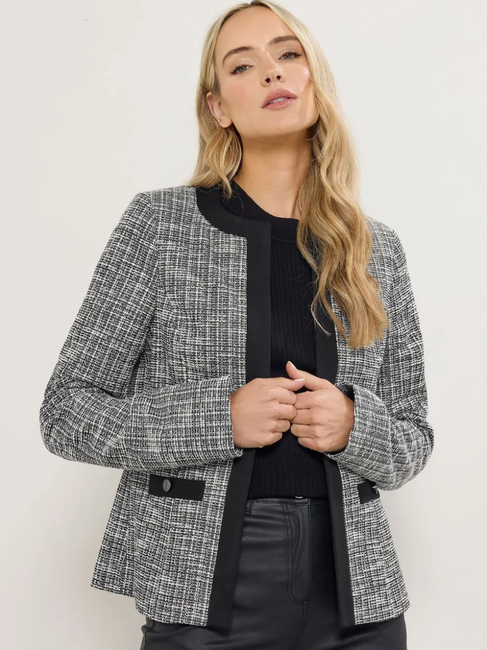 Long Tall Sally Black Boucle Jacket