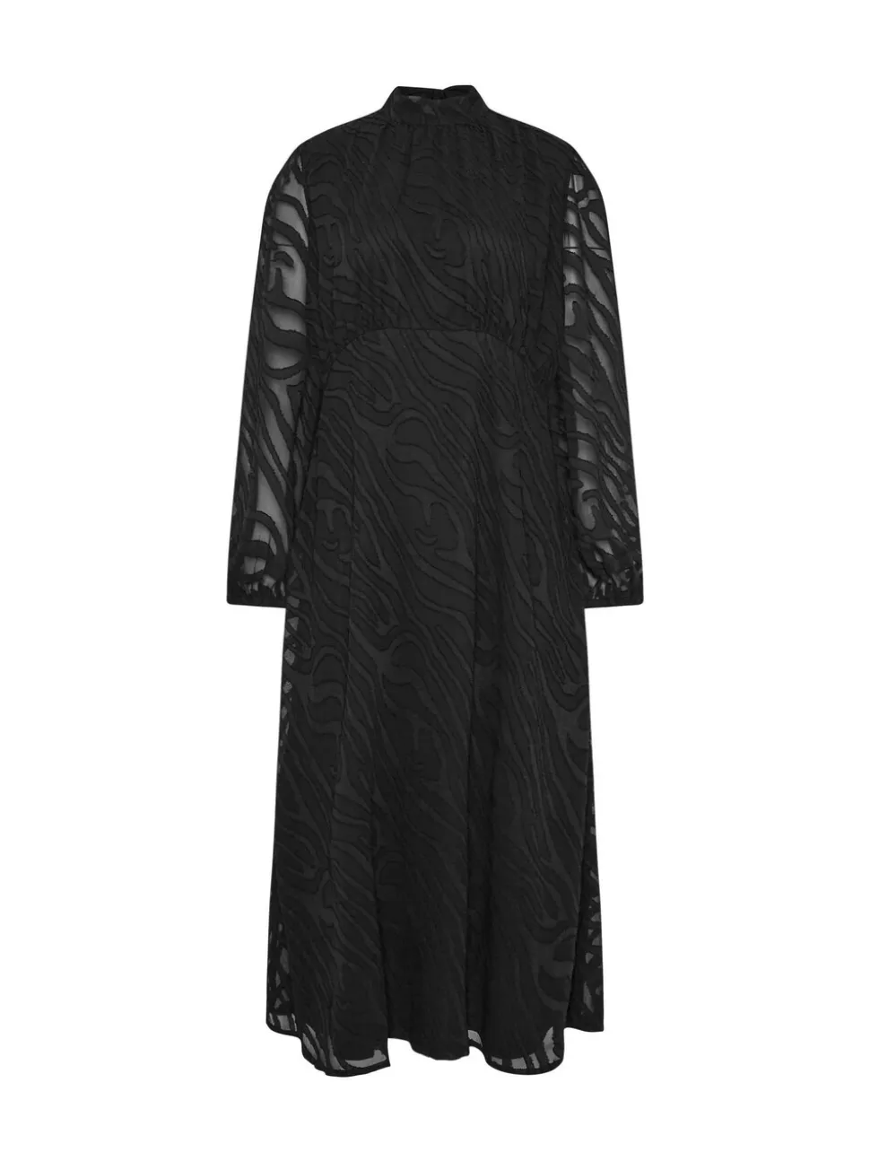 Long Tall Sally Black Burnout Tie Neck Midi Dress