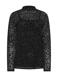 Long Tall Sally Black Burnout Animal High Neck Top