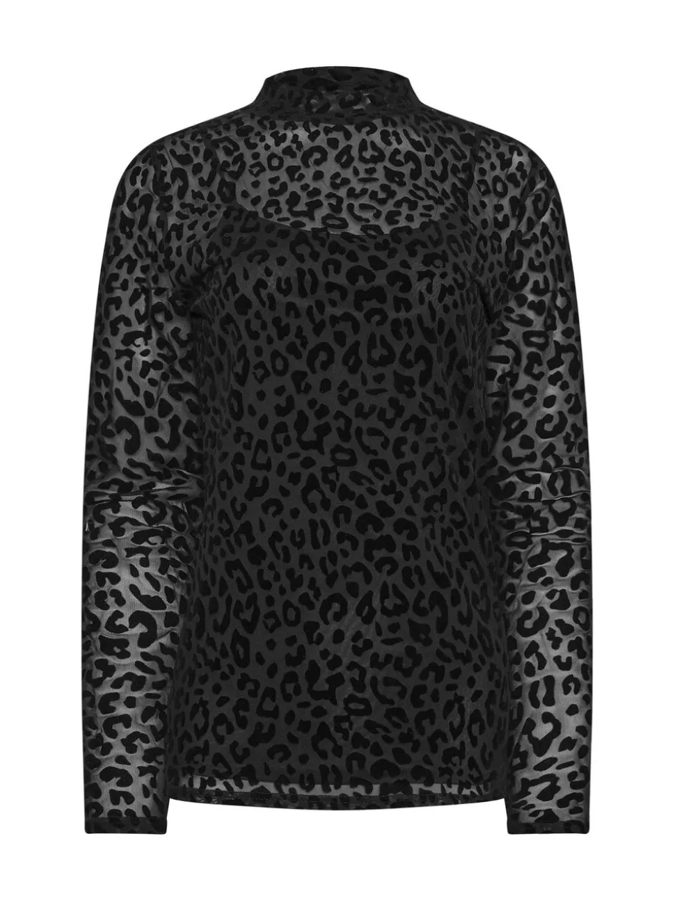 Long Tall Sally Black Burnout Animal High Neck Top