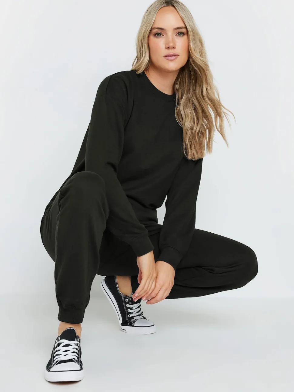 Long Tall Sally Black Cuffed Drawstring Joggers