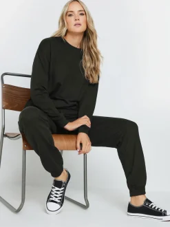 Long Tall Sally Black Cuffed Drawstring Joggers