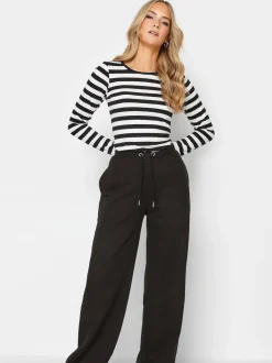 Long Tall Sally Black Dark Wide Leg Joggers