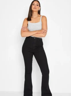 Long Tall Sally Black Denim Flared Jeans