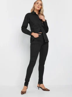 Long Tall Sally Black Fitted 100% Cotton Shirt