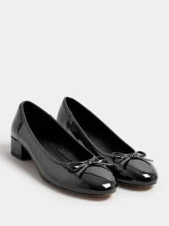 Long Tall Sally Black Heeled Ballet Patent shoes