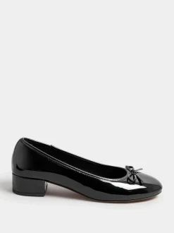 Long Tall Sally Black Heeled Ballet Patent shoes
