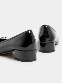 Long Tall Sally Black Heeled Ballet Patent shoes