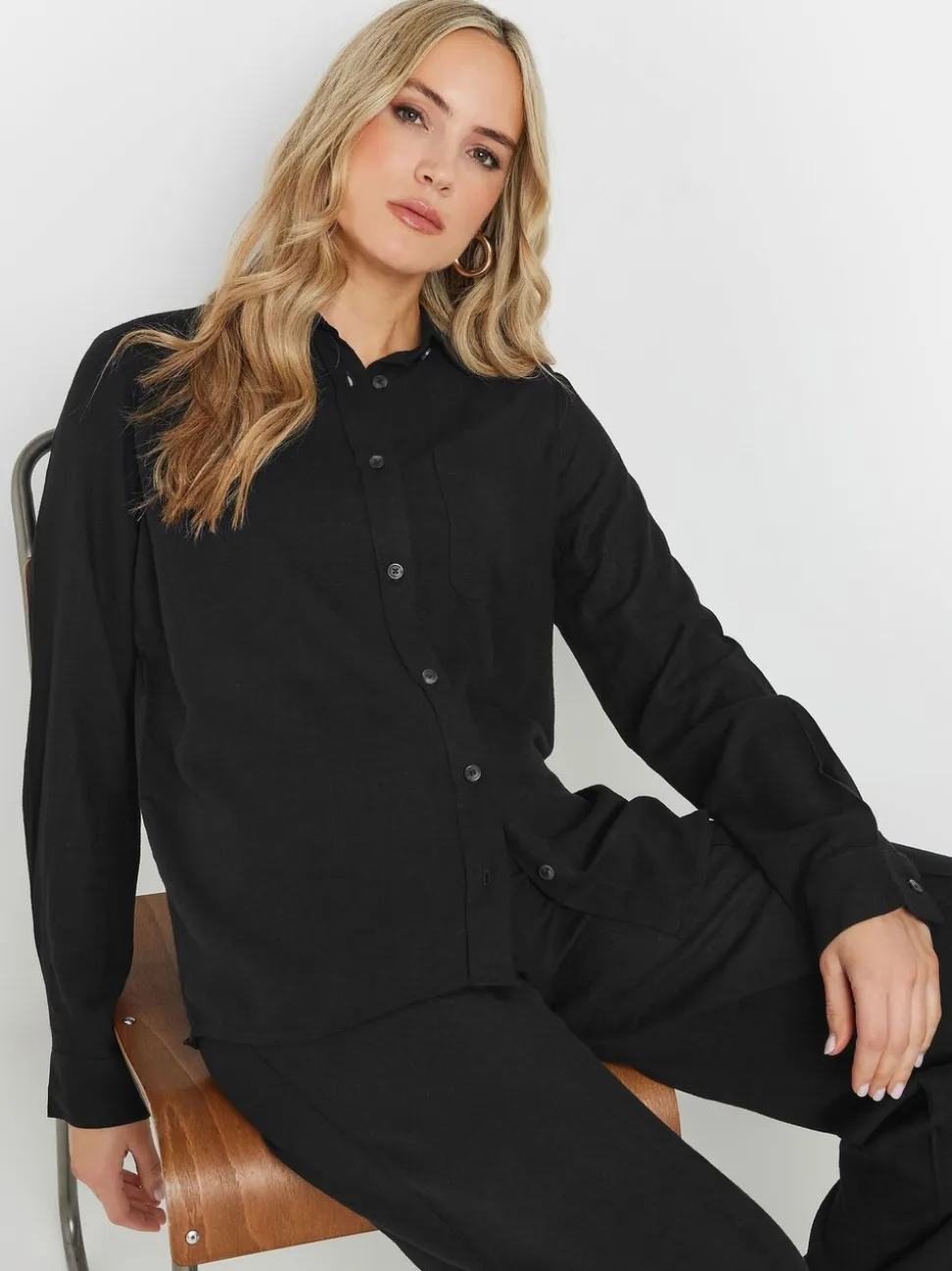 Long Tall Sally Black Long Sleeve Containing Shirt