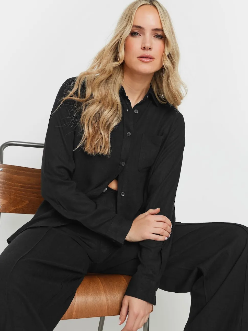 Long Tall Sally Black Long Sleeve Containing Shirt