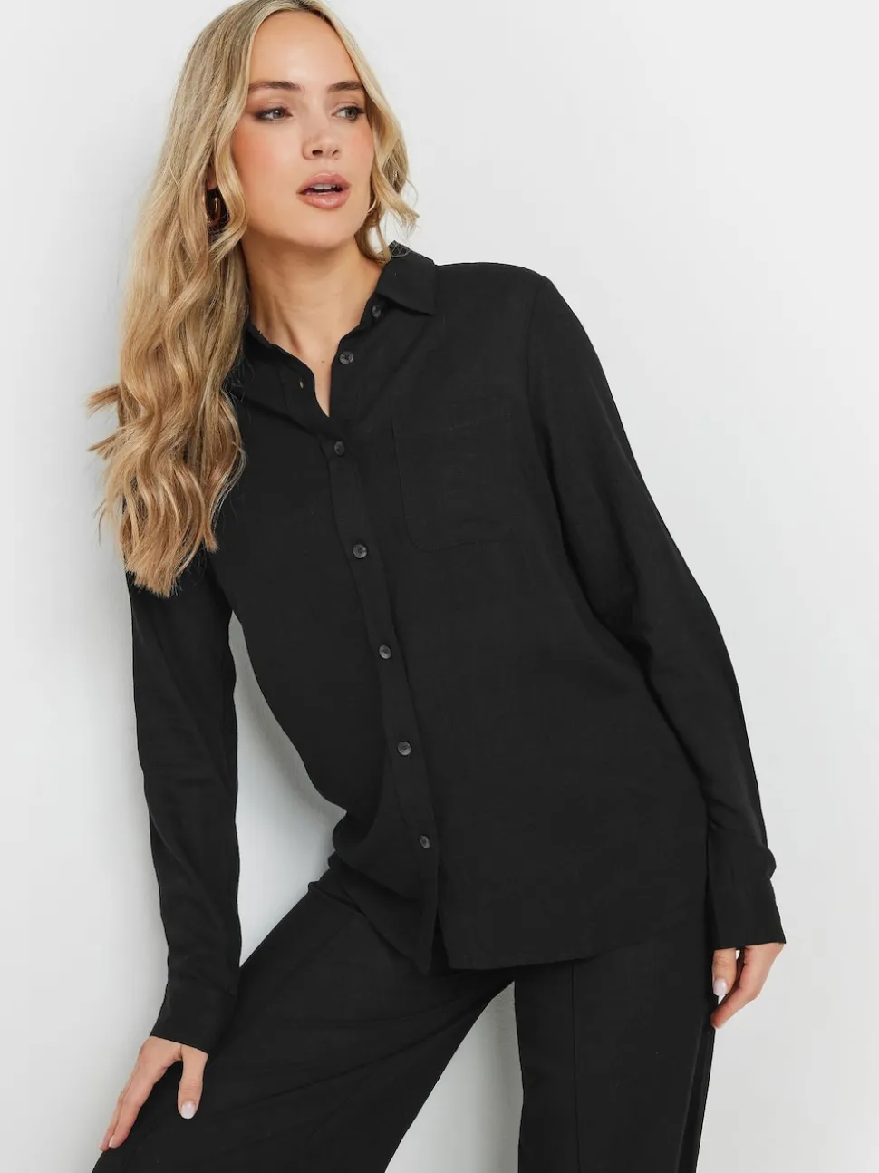 Long Tall Sally Black Long Sleeve Containing Shirt