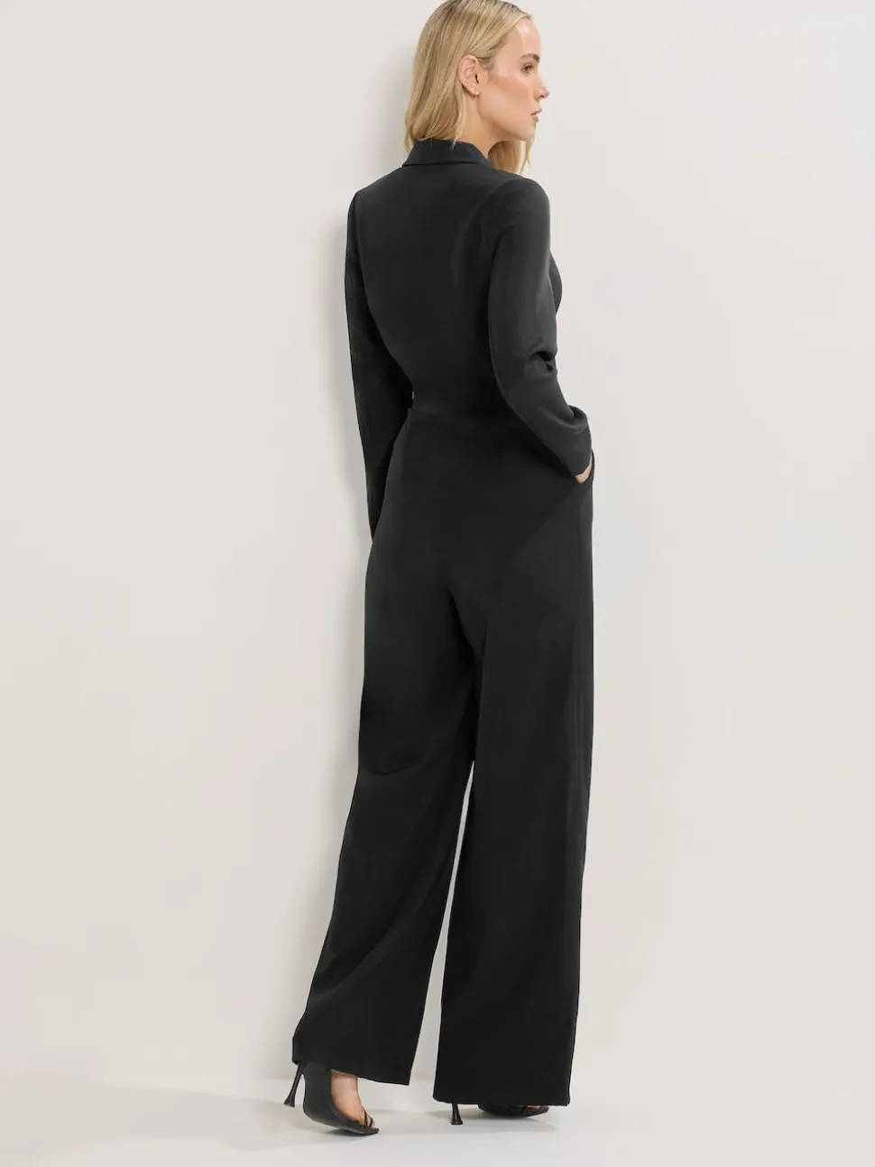 Long Tall Sally Black Long Sleeve Collar Jumpsuit