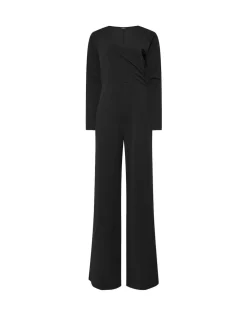 Long Tall Sally Black Long Sleeve Scuba Wrap Jumpsuit