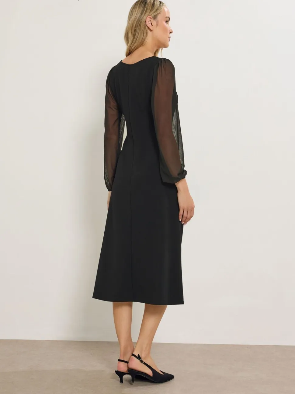 Long Tall Sally Black Mesh Sleeve Corset Midi Dress