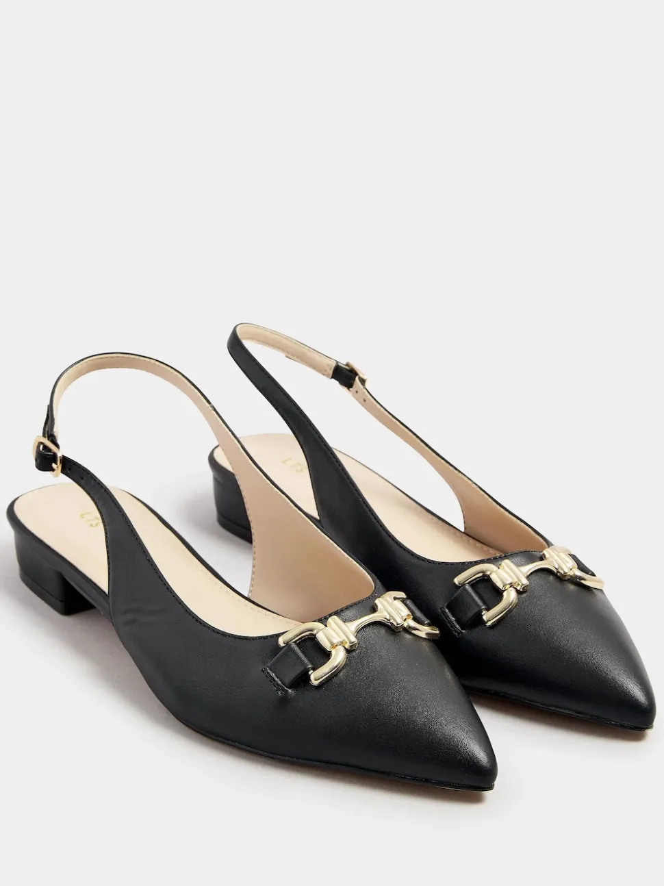 Long Tall Sally Black Metal Trim Sling Back Shoes