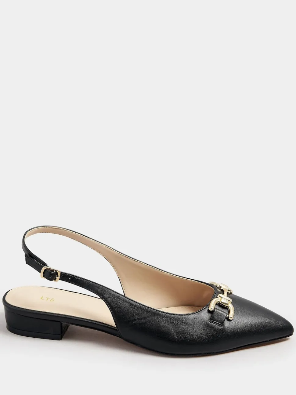 Long Tall Sally Black Metal Trim Sling Back Shoes