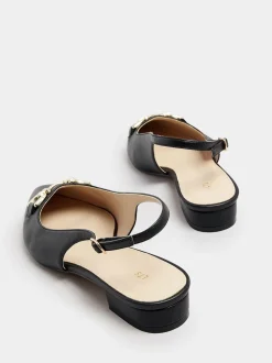 Long Tall Sally Black Metal Trim Sling Back Shoes