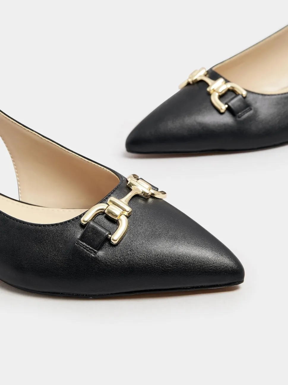 Long Tall Sally Black Metal Trim Sling Back Shoes