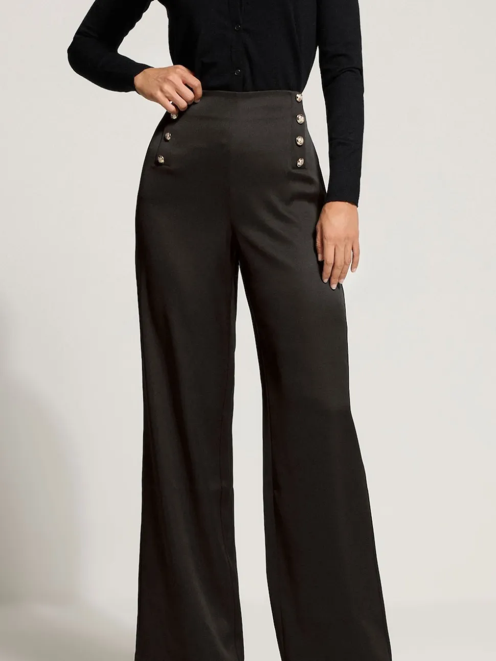 Long Tall Sally Black Military Button Trousers