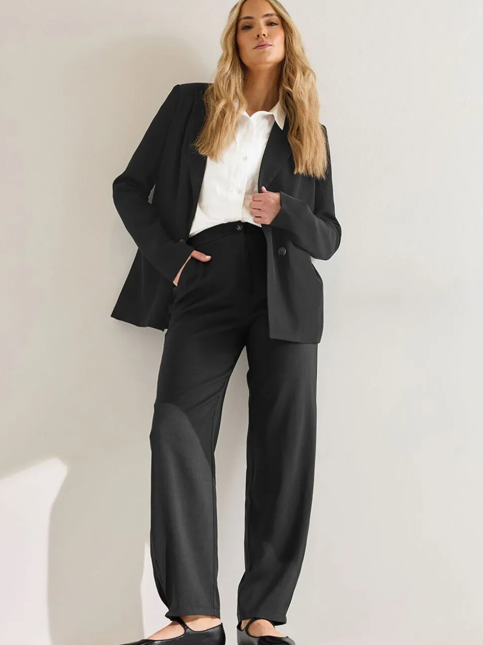Long Tall Sally Black Pleated Barrel Trousers