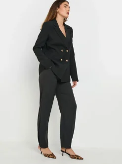 Long Tall Sally Black Pleated Barrel Trousers