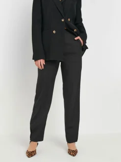 Long Tall Sally Black Pleated Barrel Trousers
